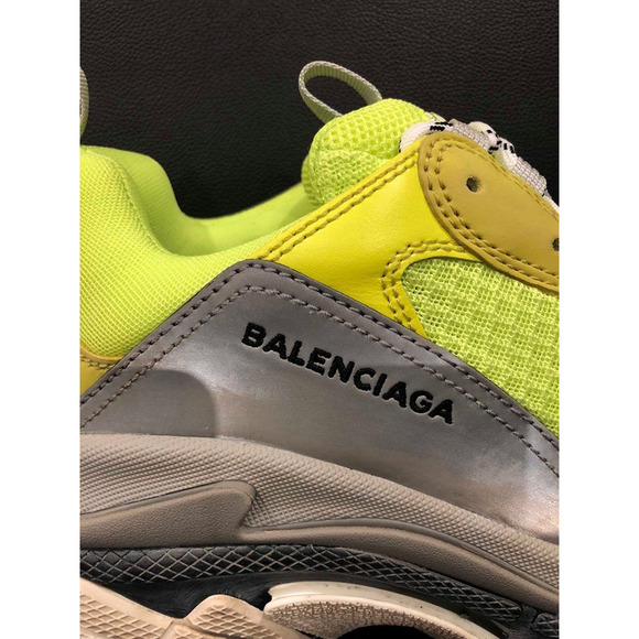 Balenciaga Triple S Sneaker Neon Yellow Grey Speed Flat Trainer 43 Men US 10 - Picture 8 of 12